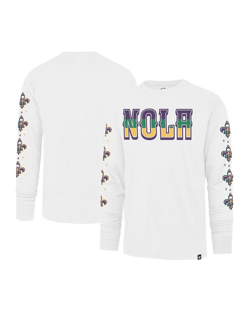 Men's White New Orleans Pelicans City Edition Downtown Franklin Long Sleeve T-shirt $32.63 T-Shirts