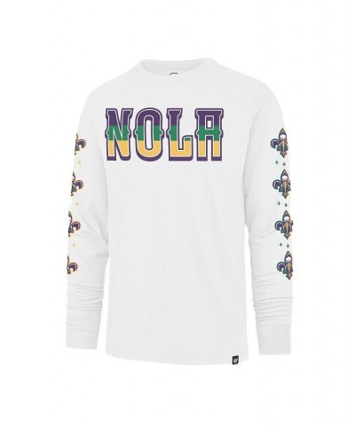 Men's White New Orleans Pelicans City Edition Downtown Franklin Long Sleeve T-shirt $32.63 T-Shirts