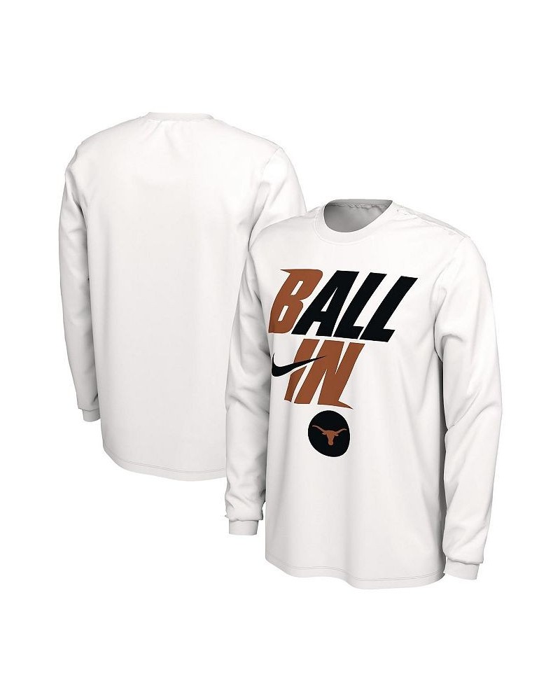 Men's White Texas Longhorns Ball In Bench Long Sleeve T-shirt $18.80 T-Shirts