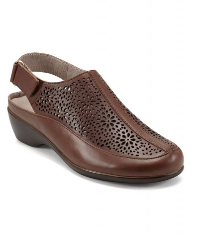 Women's Dawn Slingback Block Heel Casual Clogs Brown $49.50 Shoes