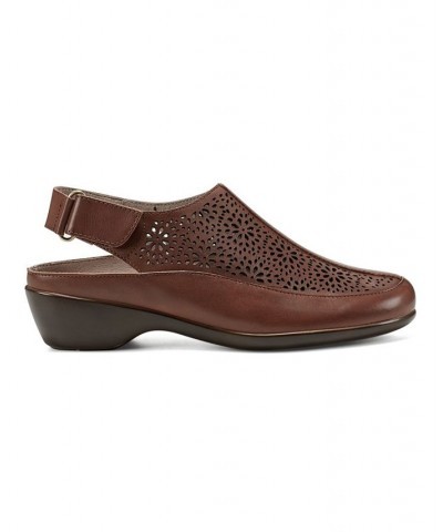 Women's Dawn Slingback Block Heel Casual Clogs Brown $49.50 Shoes