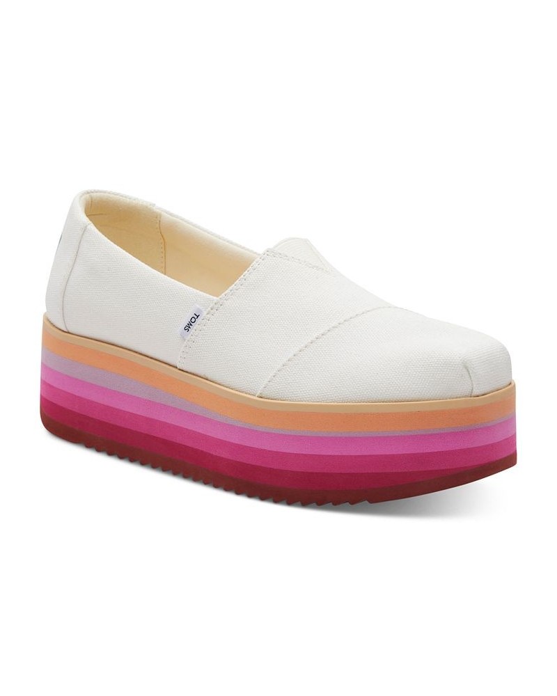 Women's Alpargata Slip-On Platform Flats White $35.55 Shoes