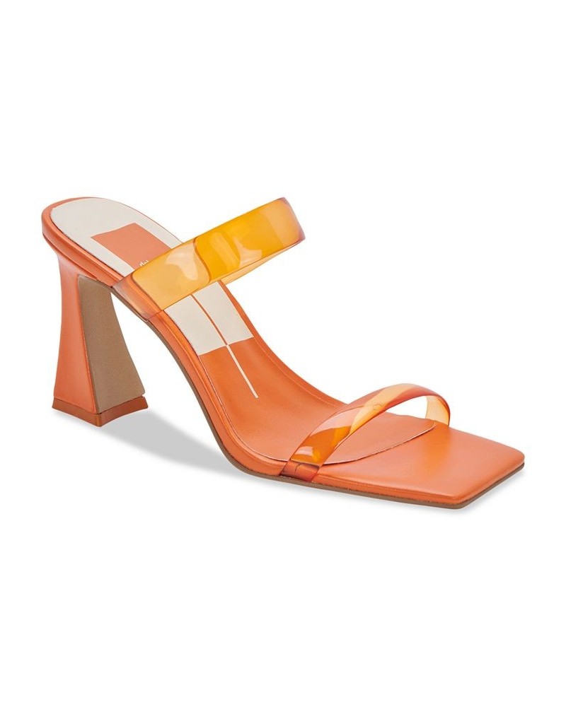 Women's Novah Two-Band Vinyl Strap Sandals Orange $60.75 Shoes