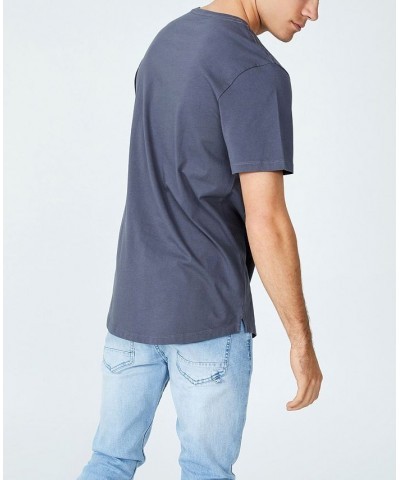 Men's Organic Longline T-shirt Dusty Denim $17.99 T-Shirts