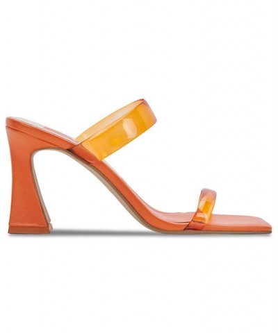 Women's Novah Two-Band Vinyl Strap Sandals Orange $60.75 Shoes