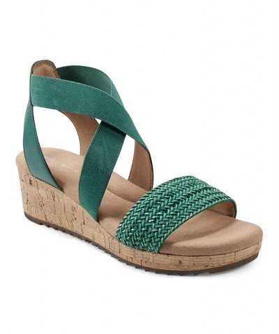 Women's Lorena Casual Strappy Wedge Sandals Green $41.58 Shoes