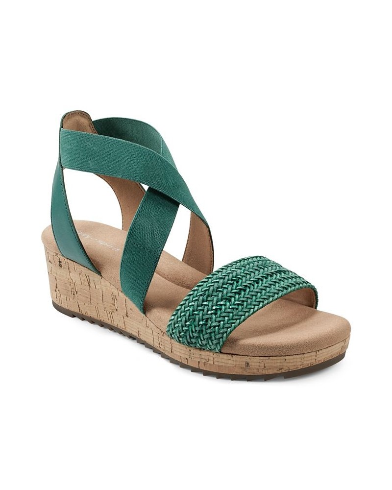 Women's Lorena Casual Strappy Wedge Sandals Green $41.58 Shoes