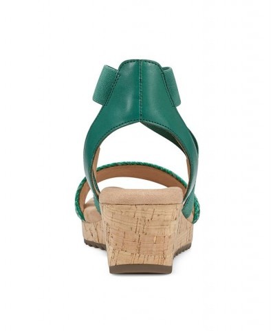 Women's Lorena Casual Strappy Wedge Sandals Green $41.58 Shoes