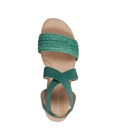 Women's Lorena Casual Strappy Wedge Sandals Green $41.58 Shoes