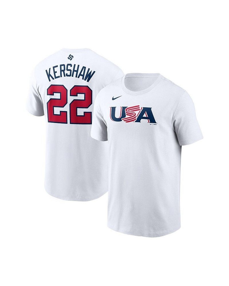 Men's Clayton Kershaw White USA Baseball 2023 World Baseball Classic Name and Number T-shirt $20.50 T-Shirts