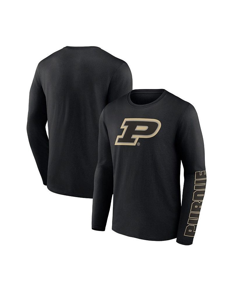 Men's Branded Black Purdue Boilermakers Double Time 2-Hit Long Sleeve T-shirt $25.19 T-Shirts