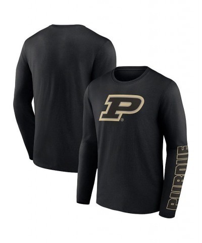 Men's Branded Black Purdue Boilermakers Double Time 2-Hit Long Sleeve T-shirt $25.19 T-Shirts