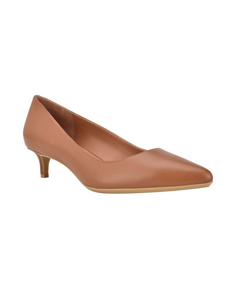 Women's Gabrianna Kitten Heel Pumps Brown $51.17 Shoes