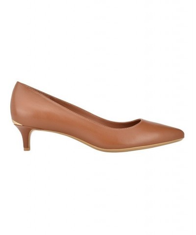 Women's Gabrianna Kitten Heel Pumps Brown $51.17 Shoes