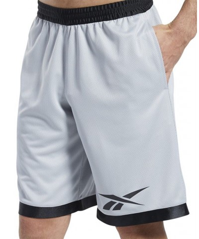 Men's Regular-Fit Logo-Print Mesh Basketball Shorts Gray $19.35 Shorts