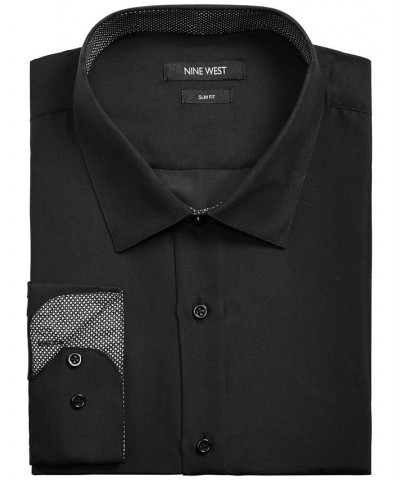 Men's Slim-Fit Performance Stretch Solid Dress Shirt Black $15.29 Dress Shirts