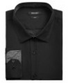 Men's Slim-Fit Performance Stretch Solid Dress Shirt Black $15.29 Dress Shirts