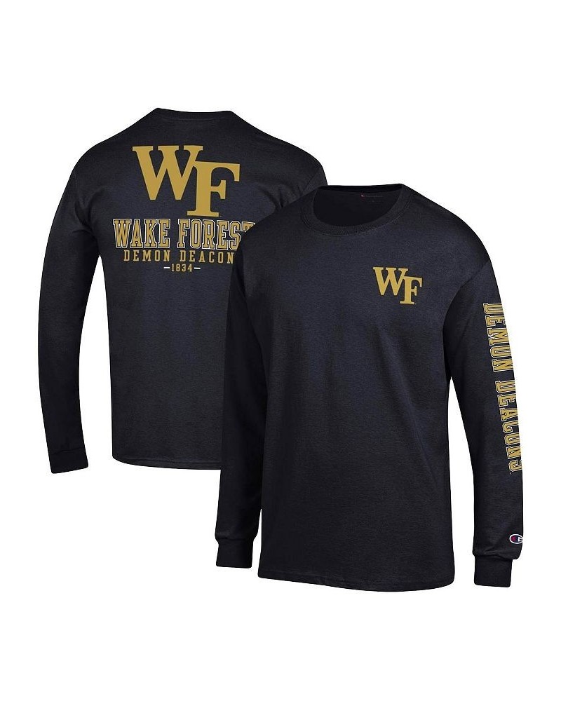 Men's Black Wake Forest Demon Deacons Team Stack Long Sleeve T-shirt $29.49 T-Shirts