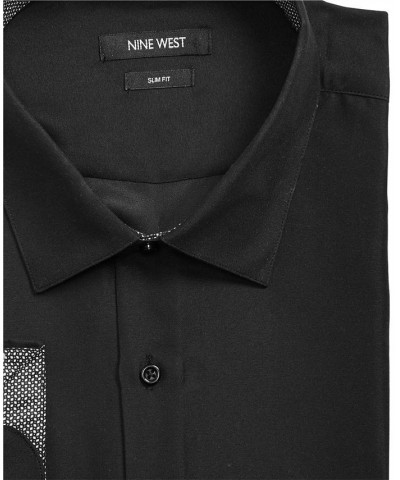 Men's Slim-Fit Performance Stretch Solid Dress Shirt Black $15.29 Dress Shirts