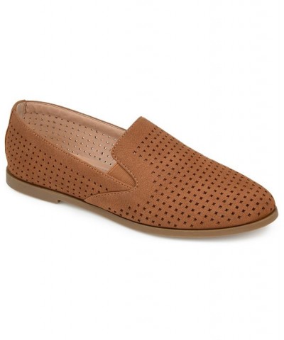 Women's Lucie Perforated Loafers Brown $42.30 Shoes