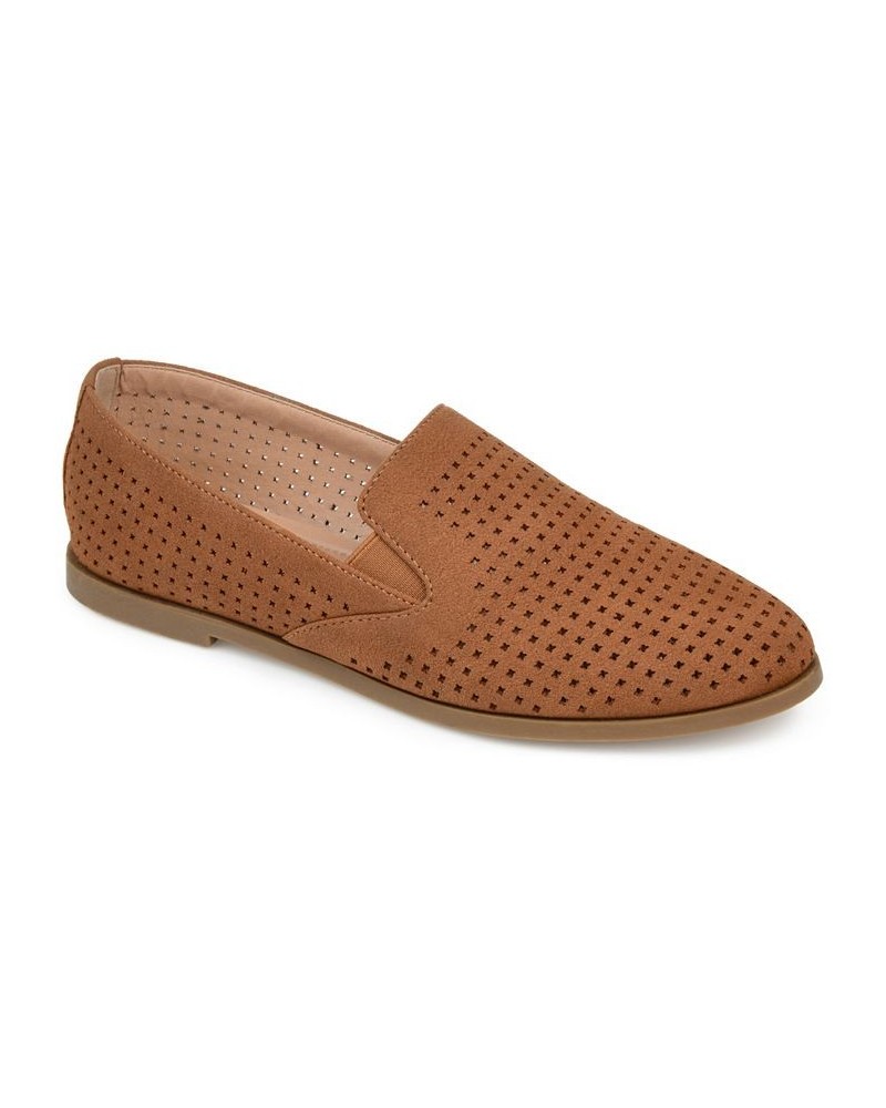 Women's Lucie Perforated Loafers Brown $42.30 Shoes