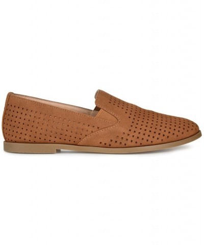 Women's Lucie Perforated Loafers Brown $42.30 Shoes