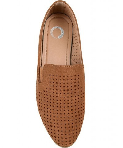 Women's Lucie Perforated Loafers Brown $42.30 Shoes