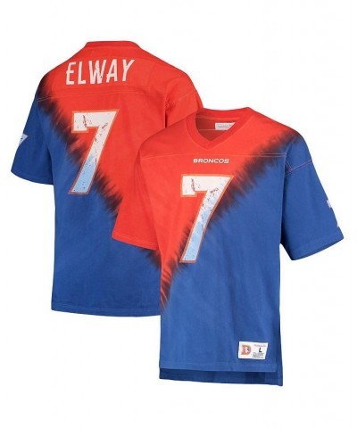 Men's John Elway Orange, Royal Denver Broncos Retired Player Name and Number Diagonal Tie-Dye V-Neck T-shirt $62.50 T-Shirts