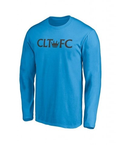 Men's Branded Blue Charlotte FC Secondary Logo Long Sleeve T-shirt $18.90 T-Shirts