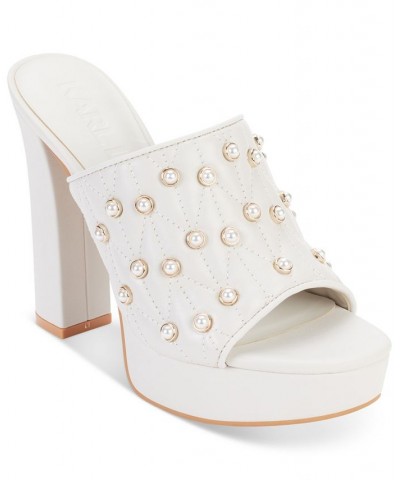 Women's Aviva Studded Platform Sandals White $55.65 Shoes