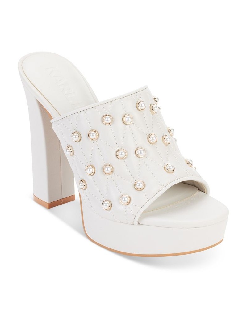 Women's Aviva Studded Platform Sandals White $55.65 Shoes