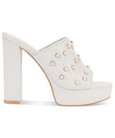 Women's Aviva Studded Platform Sandals White $55.65 Shoes