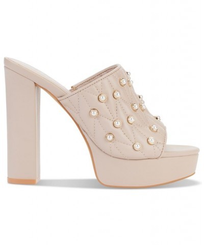 Women's Aviva Studded Platform Sandals White $55.65 Shoes