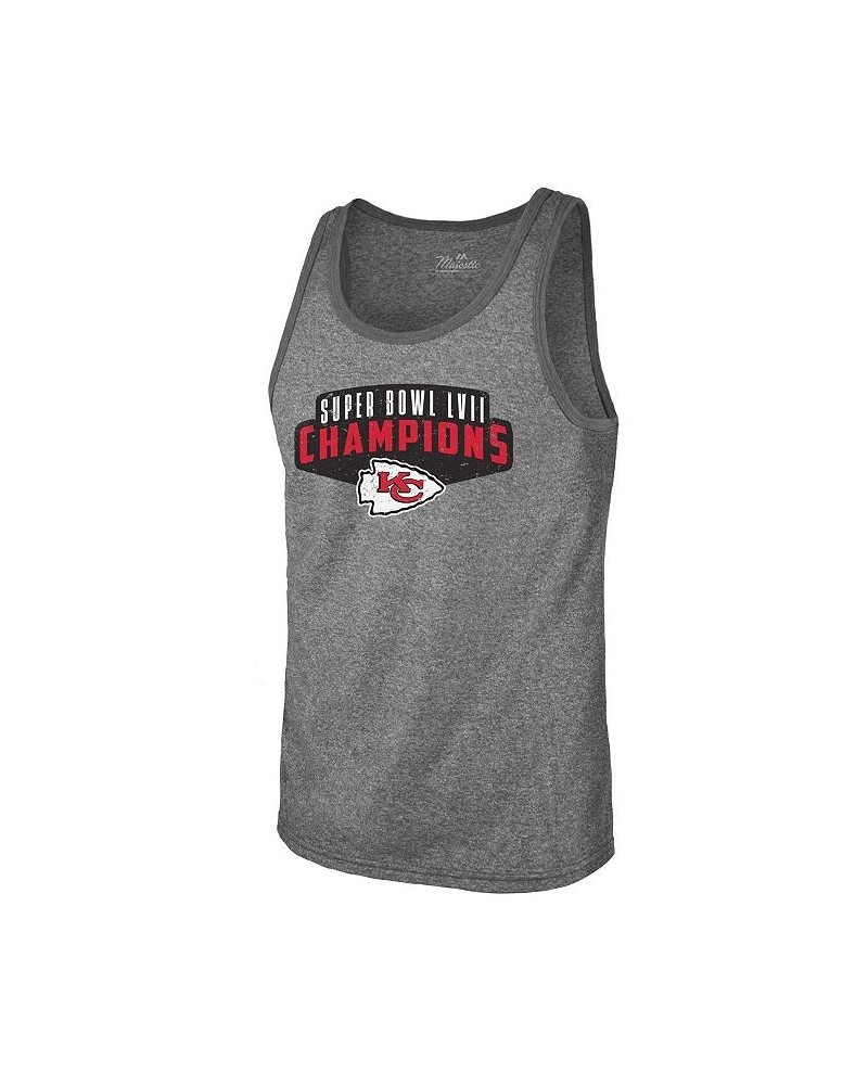 Men's Threads Gray Kansas City Chiefs Super Bowl LVII Champions Tri-Blend Tank Top $24.60 T-Shirts