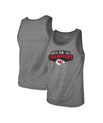 Men's Threads Gray Kansas City Chiefs Super Bowl LVII Champions Tri-Blend Tank Top $24.60 T-Shirts