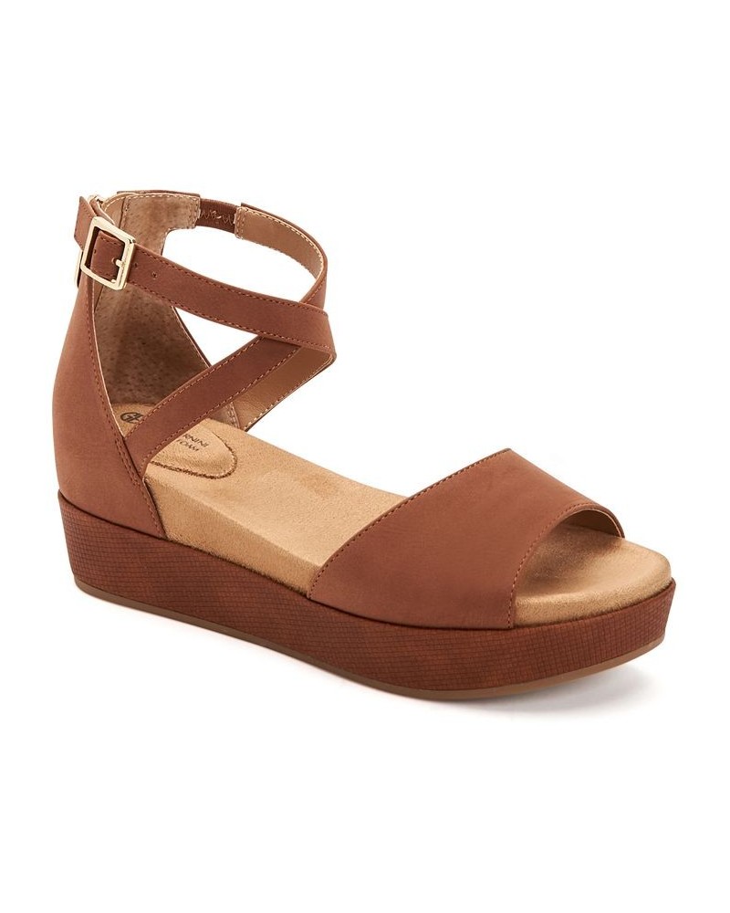 Ellenaa Wedge Sandals Brown $43.86 Shoes