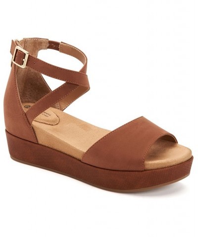 Ellenaa Wedge Sandals Brown $43.86 Shoes