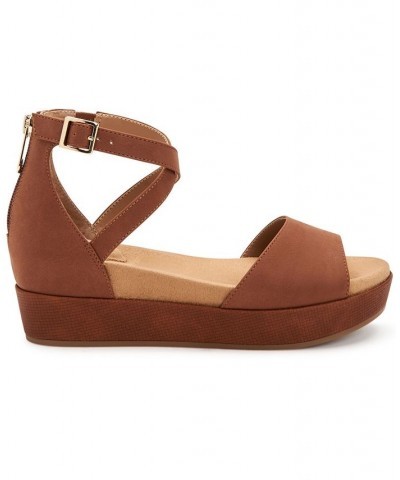 Ellenaa Wedge Sandals Brown $43.86 Shoes