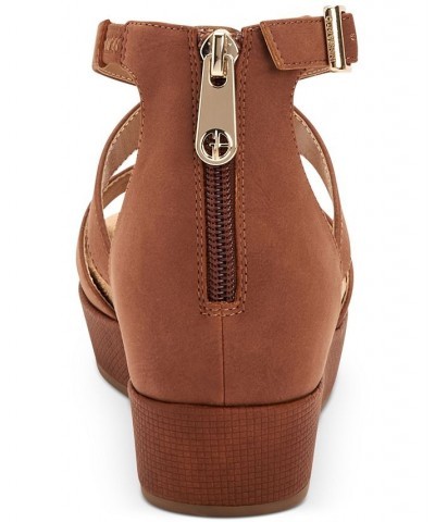 Ellenaa Wedge Sandals Brown $43.86 Shoes