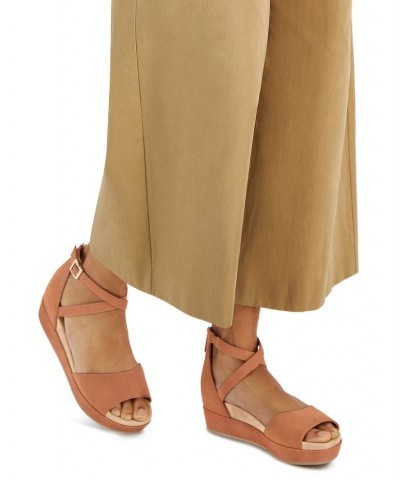 Ellenaa Wedge Sandals Brown $43.86 Shoes