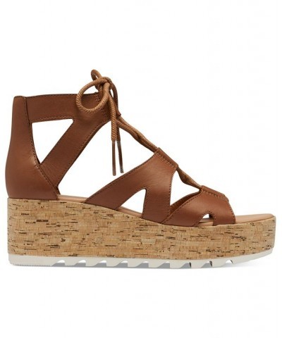 Women's Cameron Platform Lace Wedge Sandals PD02 $71.05 Shoes