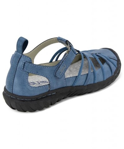 Women's Peace Woven Strappy Sporty Sandals Blue $39.16 Shoes