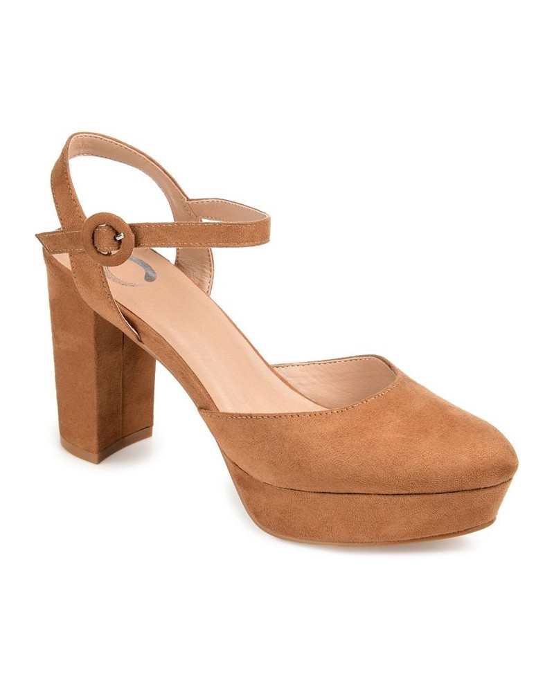 Women's Roslynn Platform Heels Tan/Beige $51.99 Shoes