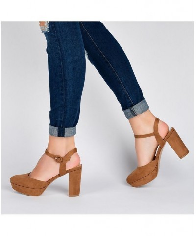 Women's Roslynn Platform Heels Tan/Beige $51.99 Shoes