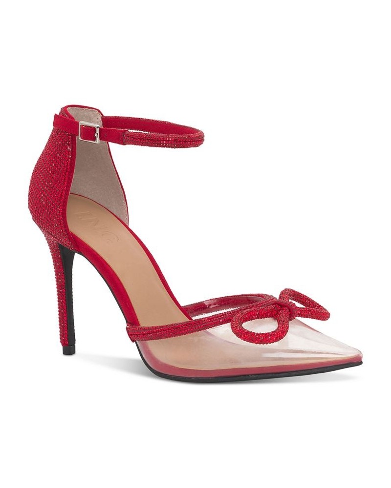 Women's Lidani Pointed-Toe Clear Vinyl Pumps Red $35.55 Shoes