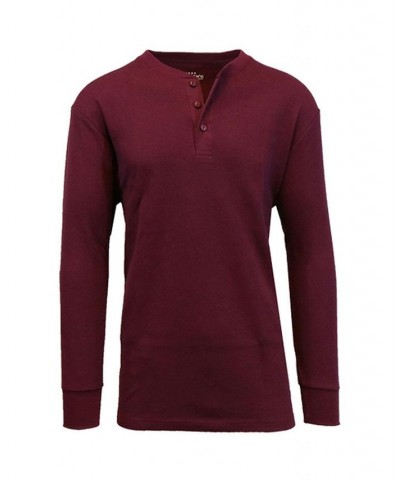 Men's Long Sleeve Thermal Henley Tee PD06 $15.75 T-Shirts