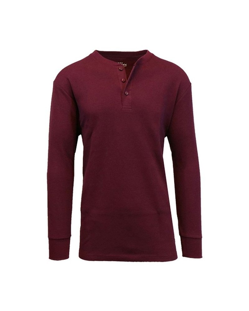 Men's Long Sleeve Thermal Henley Tee PD06 $15.75 T-Shirts