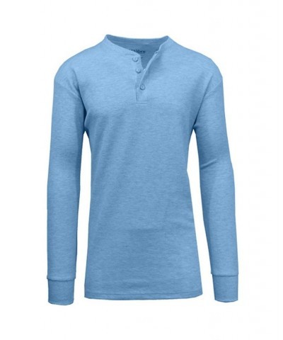 Men's Long Sleeve Thermal Henley Tee PD06 $15.75 T-Shirts