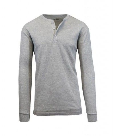 Men's Long Sleeve Thermal Henley Tee PD06 $15.75 T-Shirts