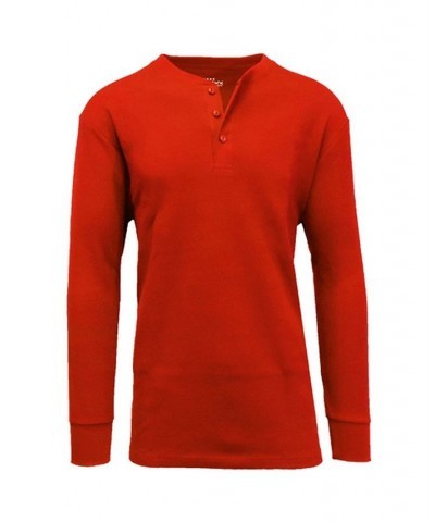 Men's Long Sleeve Thermal Henley Tee PD06 $15.75 T-Shirts